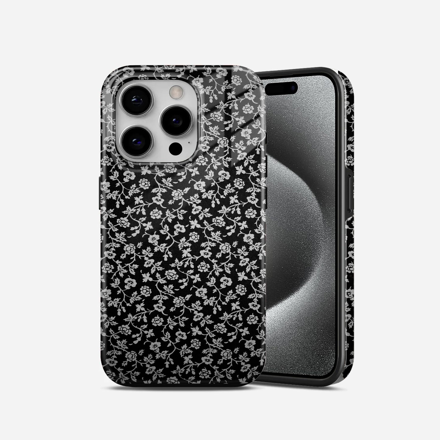 Black White Flower Premium 2 in 1 Case